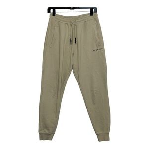 YOUNGLA Sweatpant Joggers Women's‎ Size L Beige Streetwear Logo Cotton Fleece